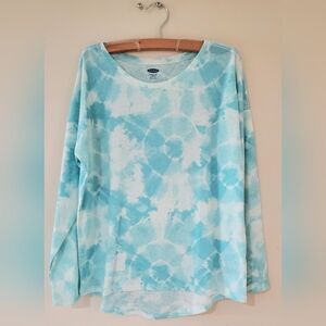 Old Navy Girl's Aqua Tie-Dye Long Sleeve Tee